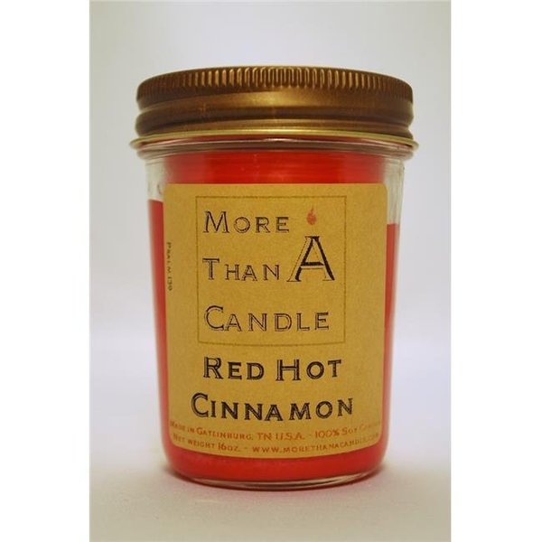 More Than A Candle More Than A Candle RHC8J 8 oz Jelly Jar Soy Candle; Red Hot Cinnamon RHC8J